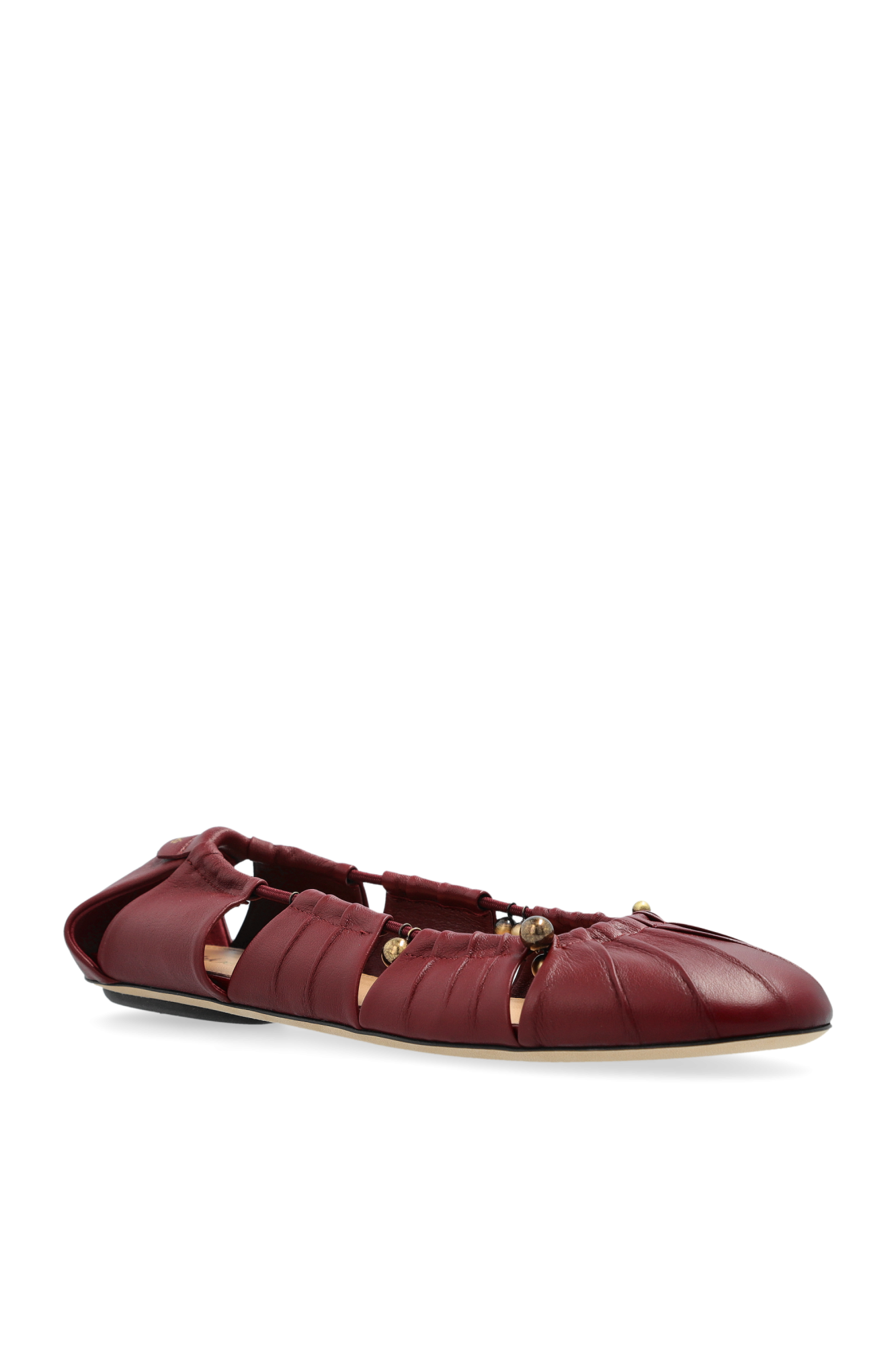 【関税送料込】Chloe' Luna Ballet Fl フラットシューズ Luna embellished cutout leather ballet flats in black